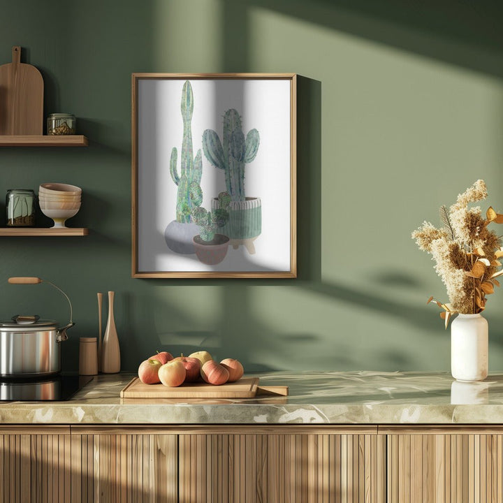 Scandi Japandi Cactus trio - Stretched Canvas, Poster or Fine Art Print - I Heart Wall Art - Poster Print, Canvas Print or Framed Art Print
