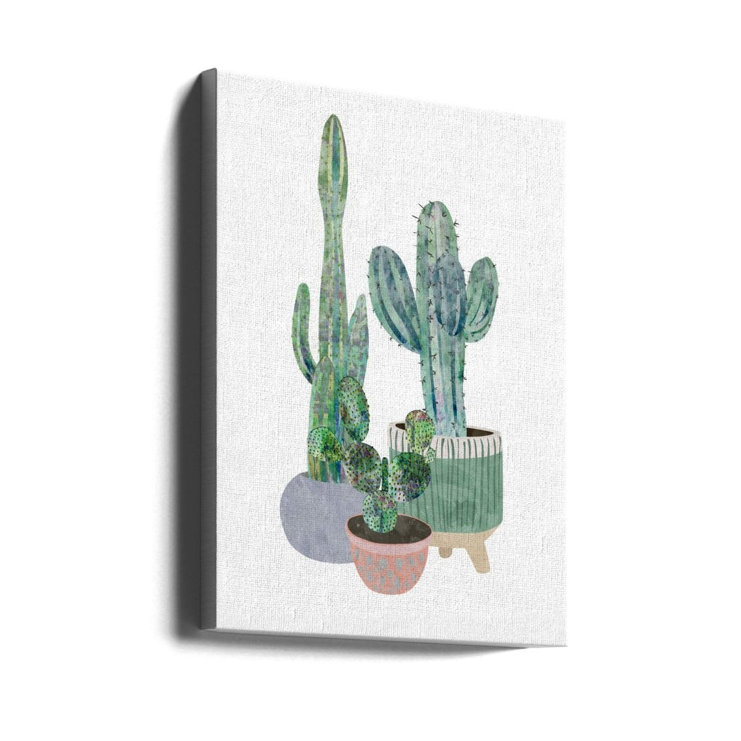 Scandi Japandi Cactus trio - Stretched Canvas, Poster or Fine Art Print - I Heart Wall Art - Poster Print, Canvas Print or Framed Art Print
