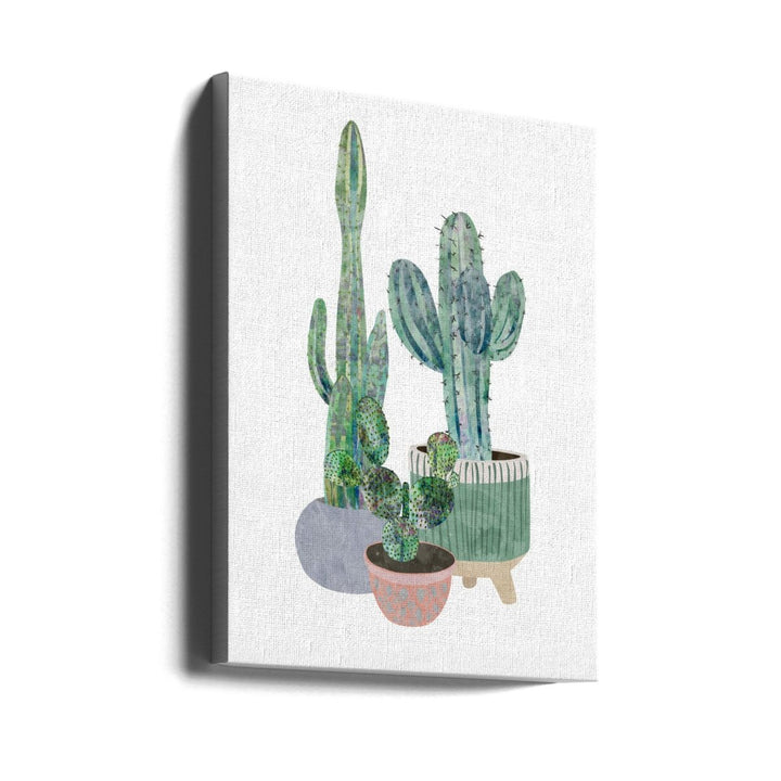 Scandi Japandi Cactus trio - Stretched Canvas, Poster or Fine Art Print - I Heart Wall Art - Poster Print, Canvas Print or Framed Art Print