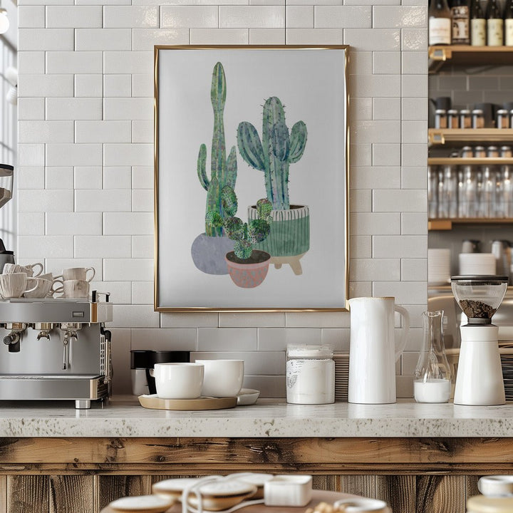Scandi Japandi Cactus trio - Stretched Canvas, Poster or Fine Art Print - I Heart Wall Art - Poster Print, Canvas Print or Framed Art Print