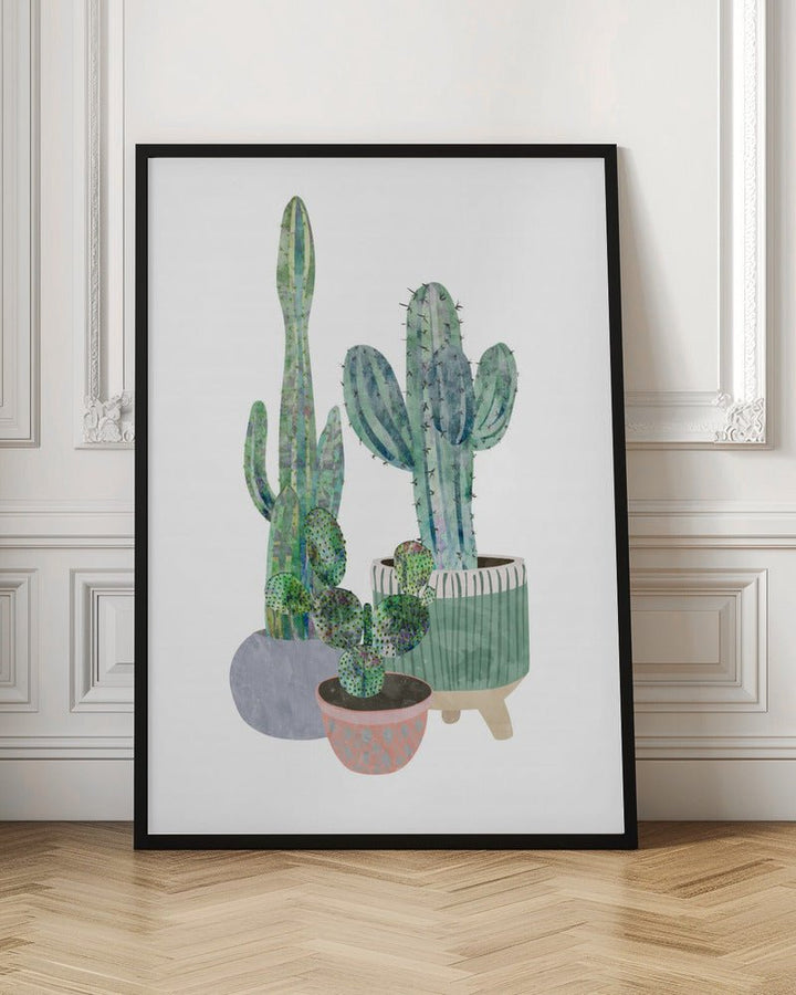 Scandi Japandi Cactus trio - Stretched Canvas, Poster or Fine Art Print - I Heart Wall Art - Poster Print, Canvas Print or Framed Art Print