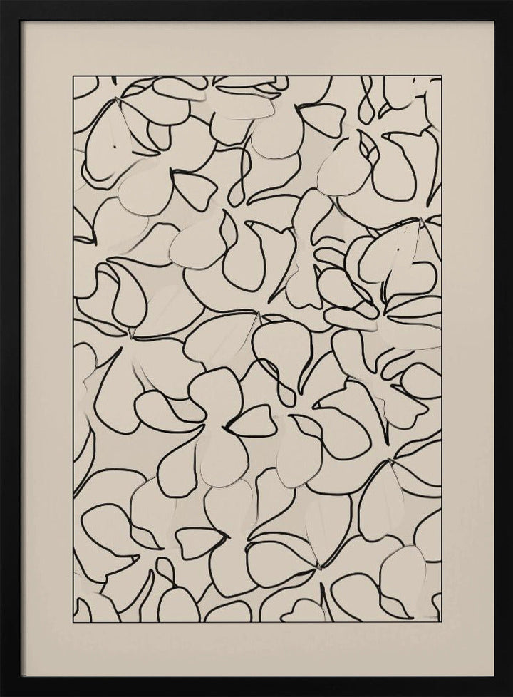 Seamless Pattern of Outlined Flowers - Stretched Canvas, Poster or Fine Art Print I Heart Wall Art