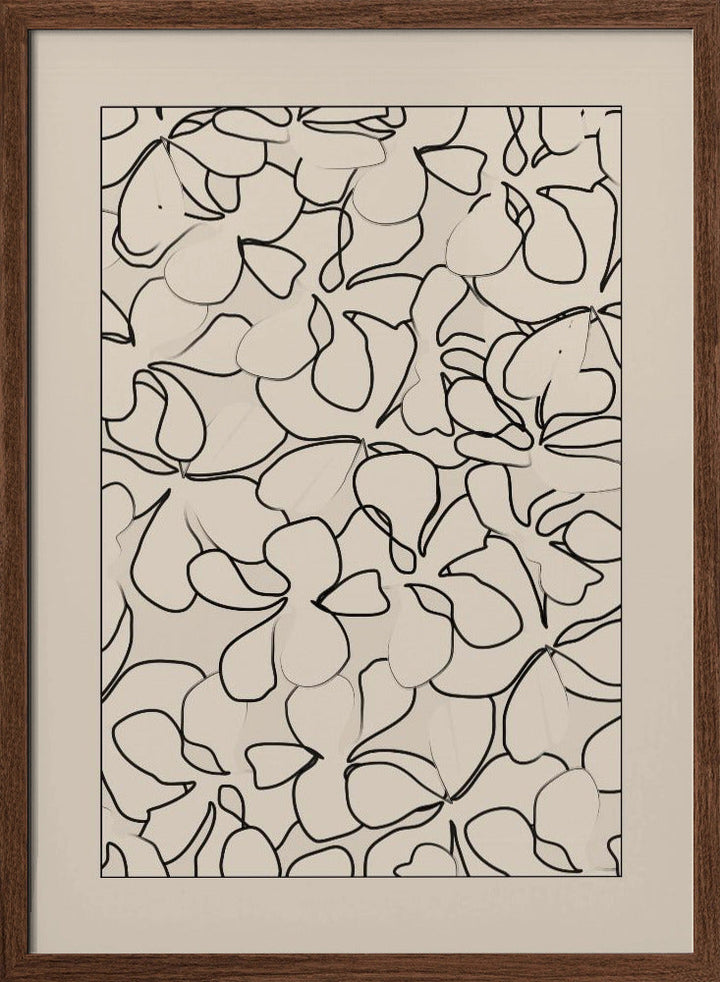 Seamless Pattern of Outlined Flowers - Stretched Canvas, Poster or Fine Art Print I Heart Wall Art