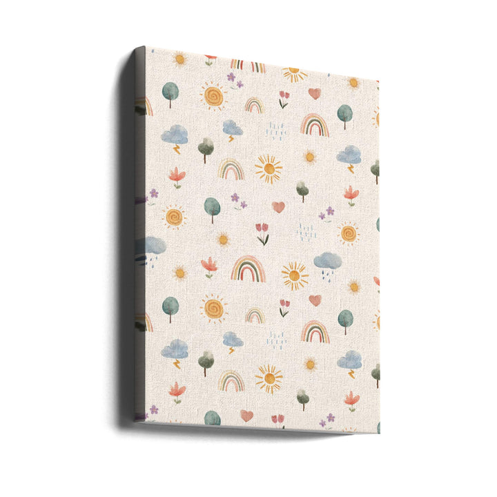 Seasonal Stickers Pattern - Stretched Canvas, Poster or Fine Art Print I Heart Wall Art