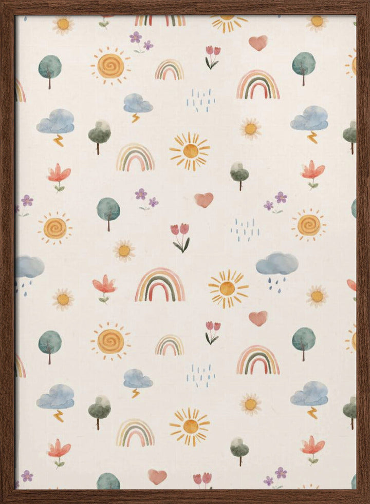 Seasonal Stickers Pattern - Stretched Canvas, Poster or Fine Art Print I Heart Wall Art