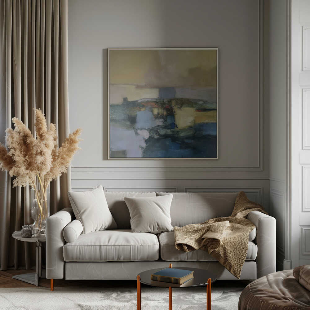 Serene Abstract Landscape - Square Stretched Canvas Poster or Fine Art Print