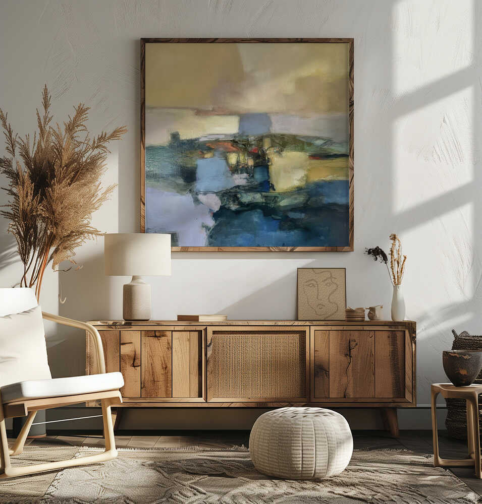 Serene Abstract Landscape - Square Stretched Canvas Poster or Fine Art Print