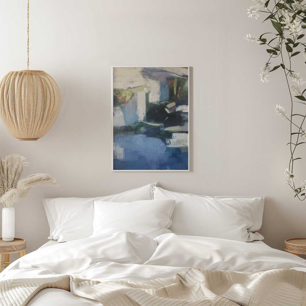Serene Blue Abstraction - Stretched Canvas Poster or Fine Art Print