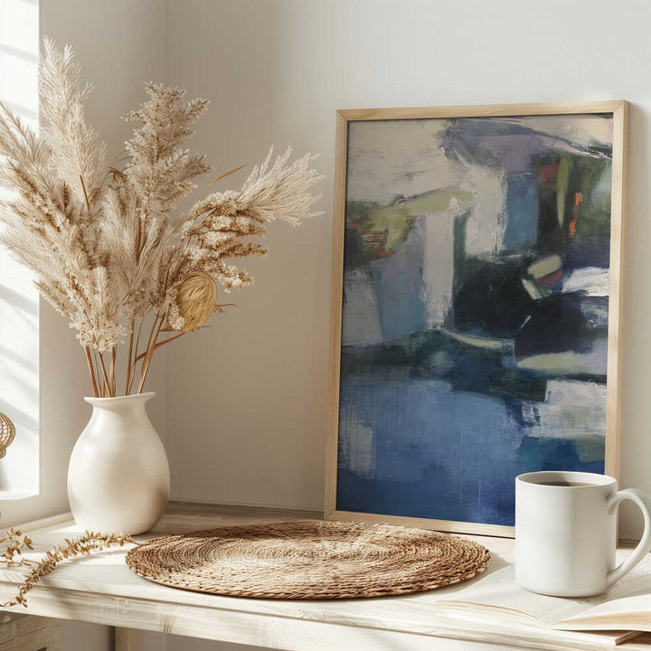 Serene Blue Abstraction - Stretched Canvas Poster or Fine Art Print