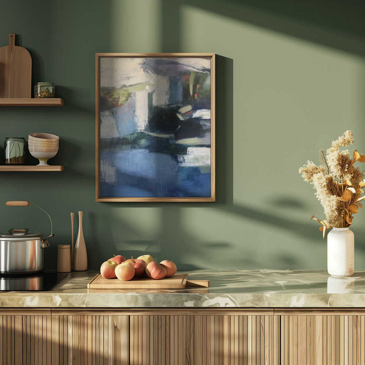 Serene Blue Abstraction - Stretched Canvas Poster or Fine Art Print