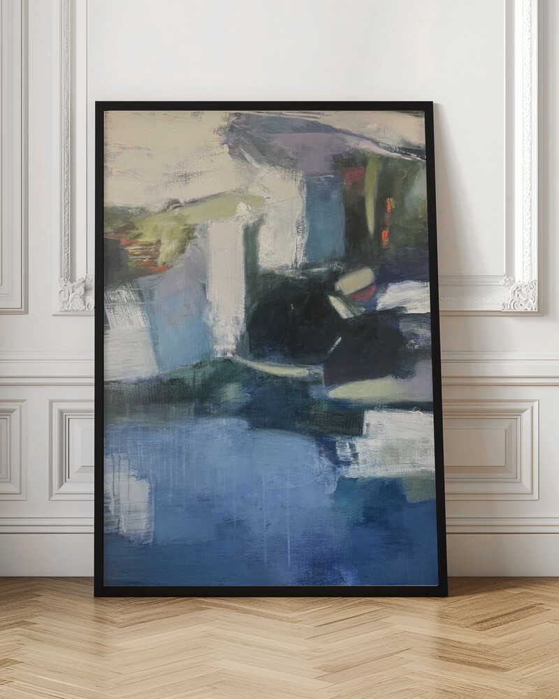 Serene Blue Abstraction - Stretched Canvas Poster or Fine Art Print