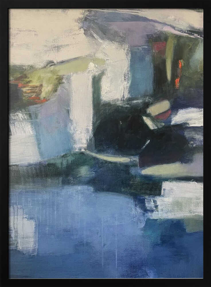 Serene Blue Abstraction - Stretched Canvas Poster or Fine Art Print
