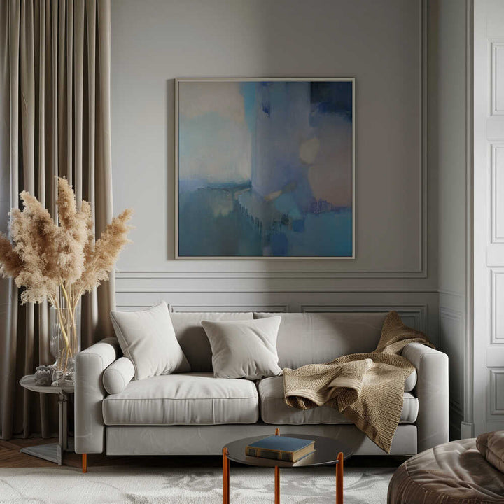 Serene Blue Abstraction - Square Stretched Canvas Poster or Fine Art Print