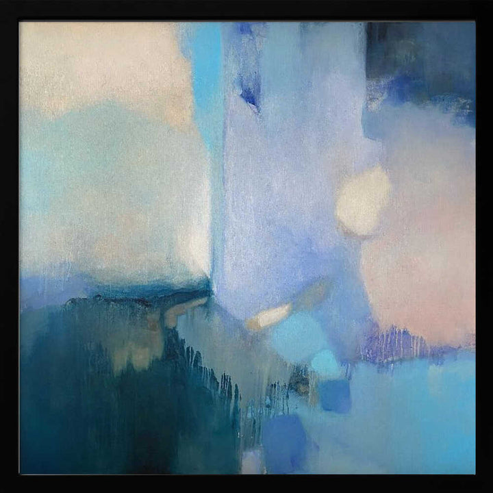 Serene Blue Abstraction - Square Stretched Canvas Poster or Fine Art Print