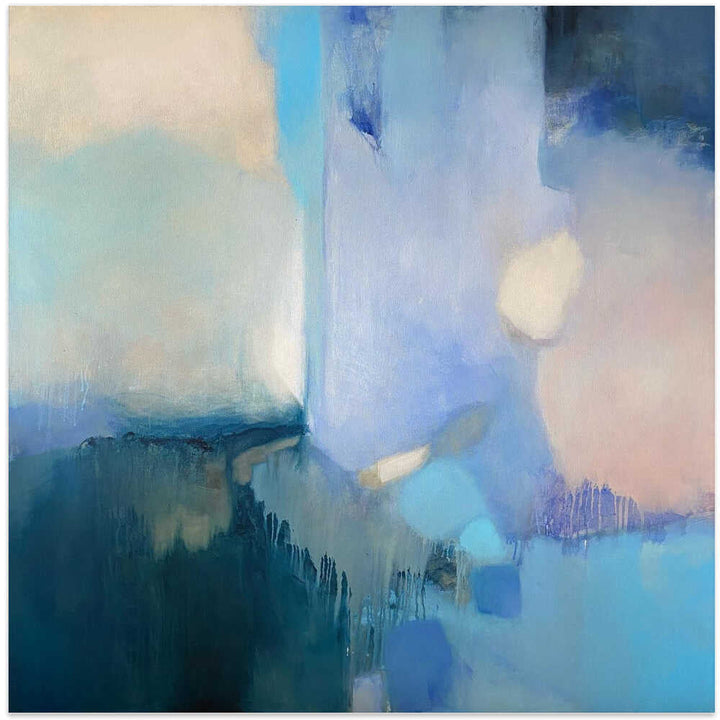 Serene Blue Abstraction - Square Stretched Canvas Poster or Fine Art Print