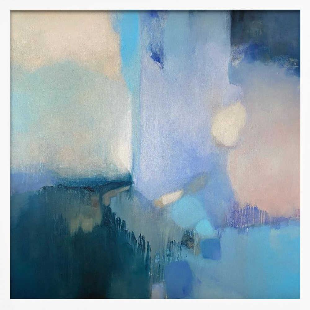 Serene Blue Abstraction - Square Stretched Canvas Poster or Fine Art Print