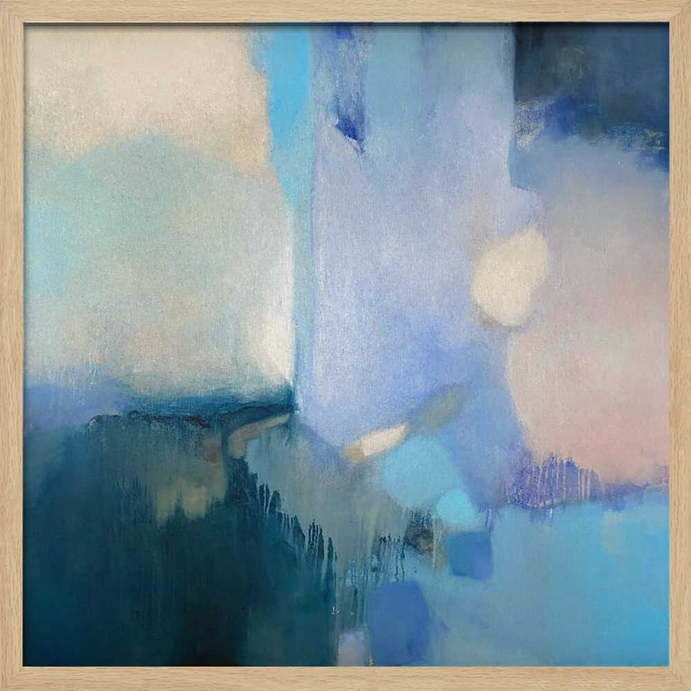 Serene Blue Abstraction - Square Stretched Canvas Poster or Fine Art Print