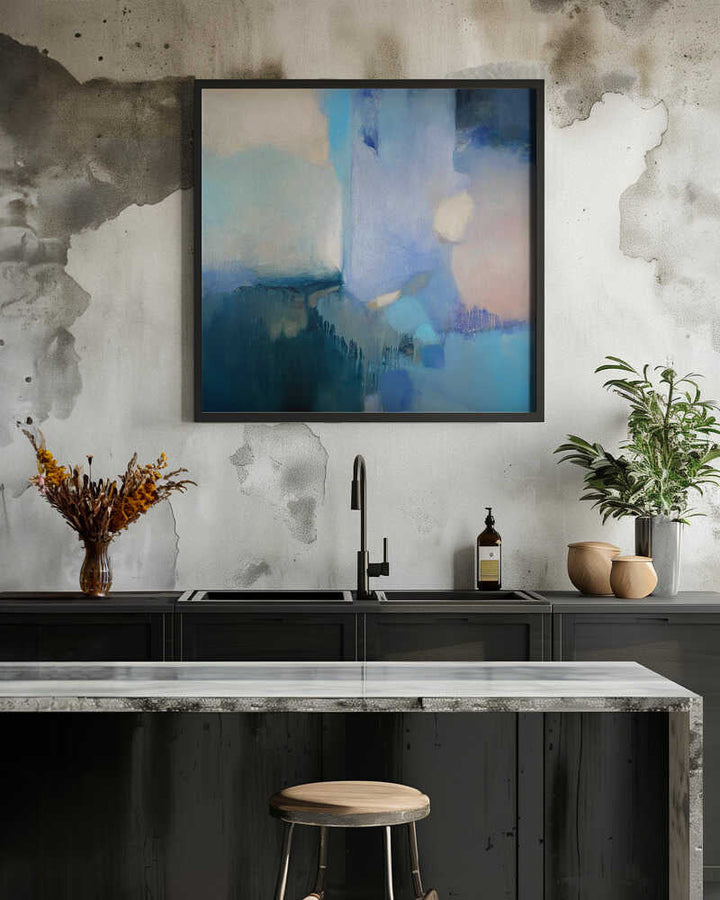 Serene Blue Abstraction - Square Stretched Canvas Poster or Fine Art Print
