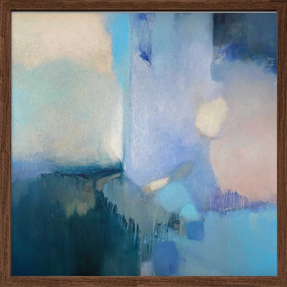Serene Blue Abstraction - Square Stretched Canvas Poster or Fine Art Print