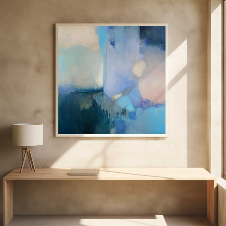 Serene Blue Abstraction - Square Stretched Canvas Poster or Fine Art Print