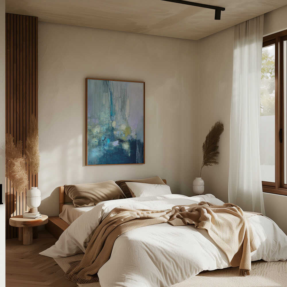 Serene Blue Depths - Stretched Canvas Poster or Fine Art Print