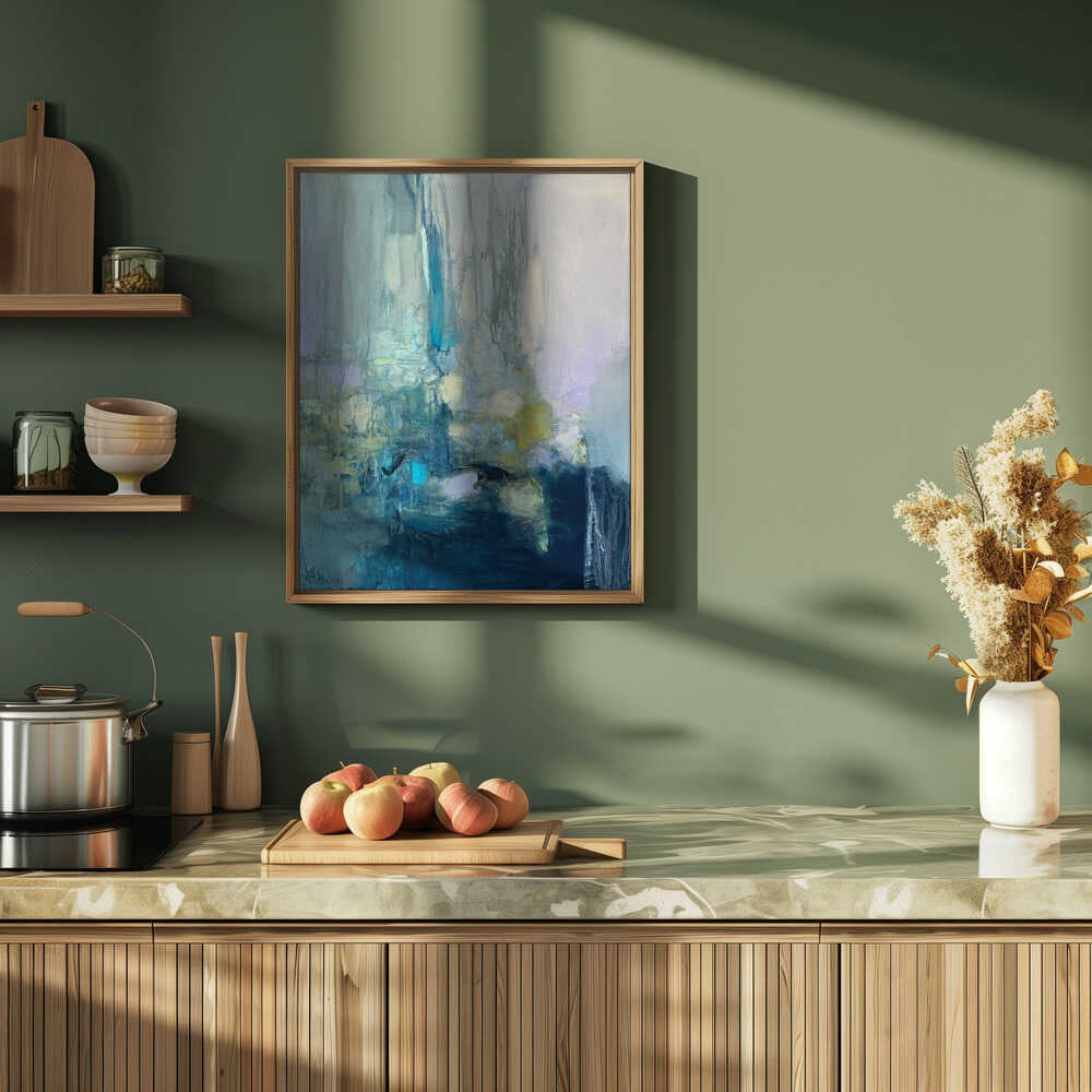 Serene Blue Depths - Stretched Canvas Poster or Fine Art Print