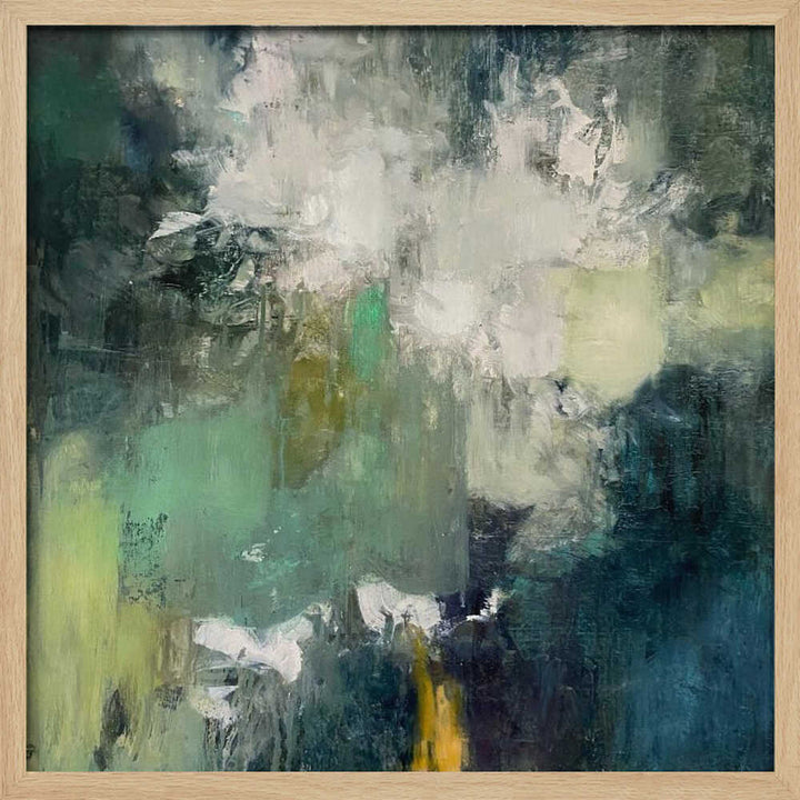 Serene Green Bloom - Square Stretched Canvas Poster or Fine Art Print