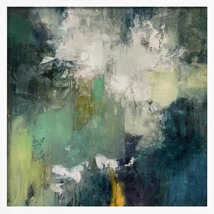 Serene Green Bloom - Square Stretched Canvas Poster or Fine Art Print