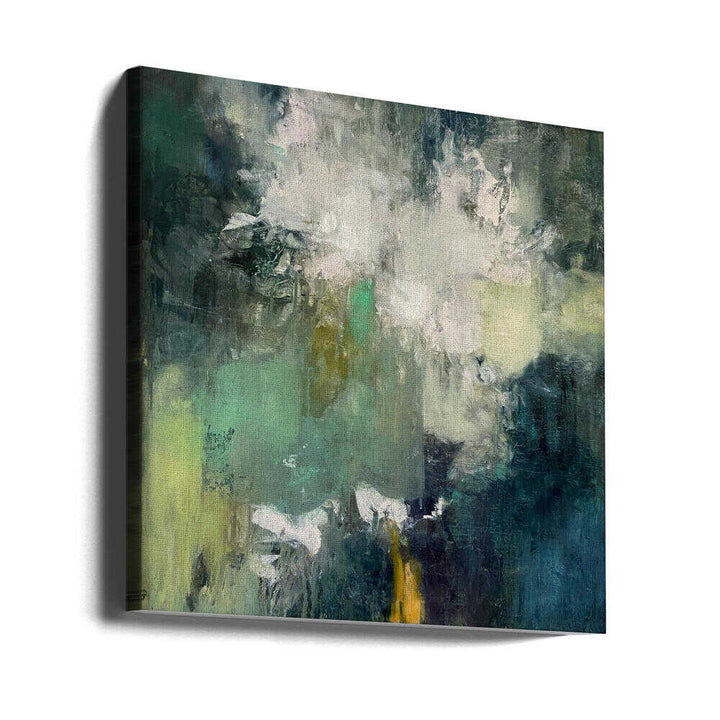 Serene Green Bloom - Square Stretched Canvas Poster or Fine Art Print