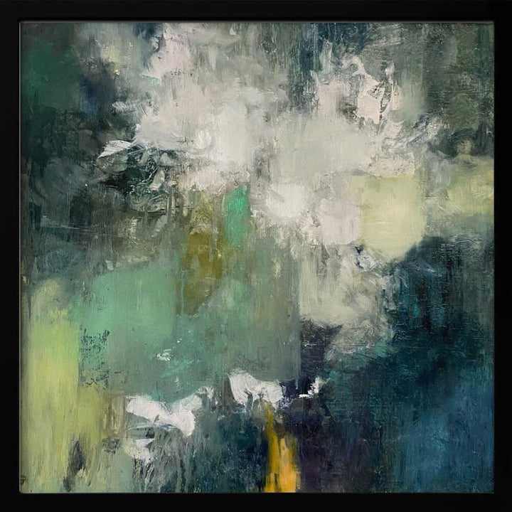 Serene Green Bloom - Square Stretched Canvas Poster or Fine Art Print