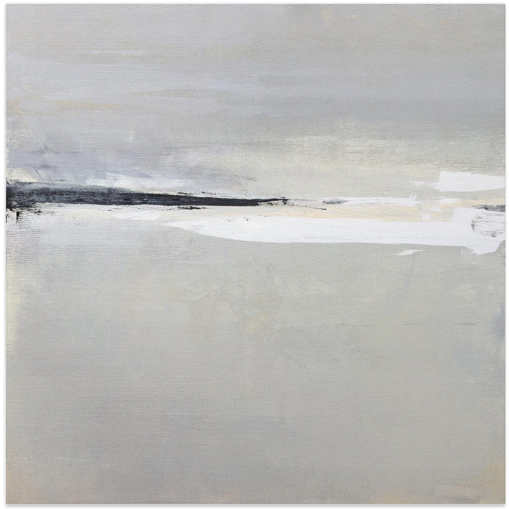 Serene Horizon with Soft Gray and White Tones - Square Stretched Canvas, Poster or Fine Art Print - I Heart Wall Art - Poster Print, Canvas Print or Framed Art Print