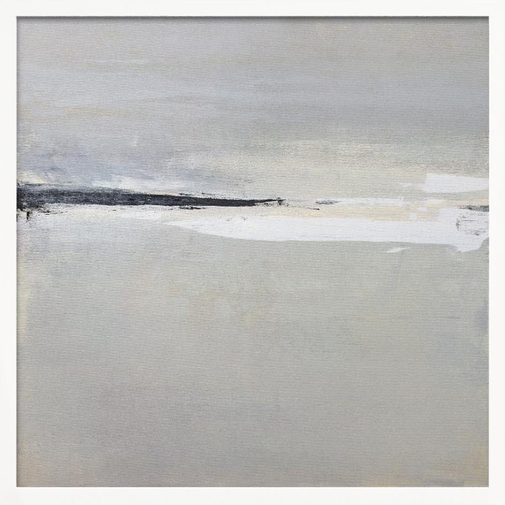 Serene Horizon with Soft Gray and White Tones - Square Stretched Canvas, Poster or Fine Art Print - I Heart Wall Art - Poster Print, Canvas Print or Framed Art Print