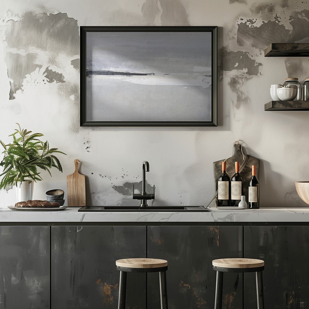 Serene Horizon with Soft Gray and White Tones - Stretched Canvas, Poster or Fine Art Print - I Heart Wall Art - Poster Print, Canvas Print or Framed Art Print