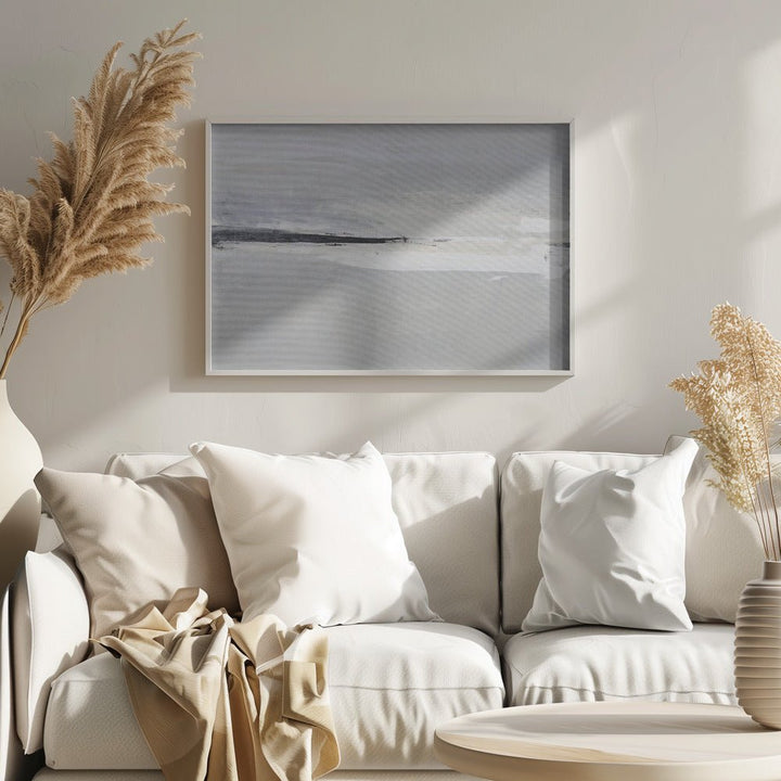 Serene Horizon with Soft Gray and White Tones - Stretched Canvas, Poster or Fine Art Print - I Heart Wall Art - Poster Print, Canvas Print or Framed Art Print