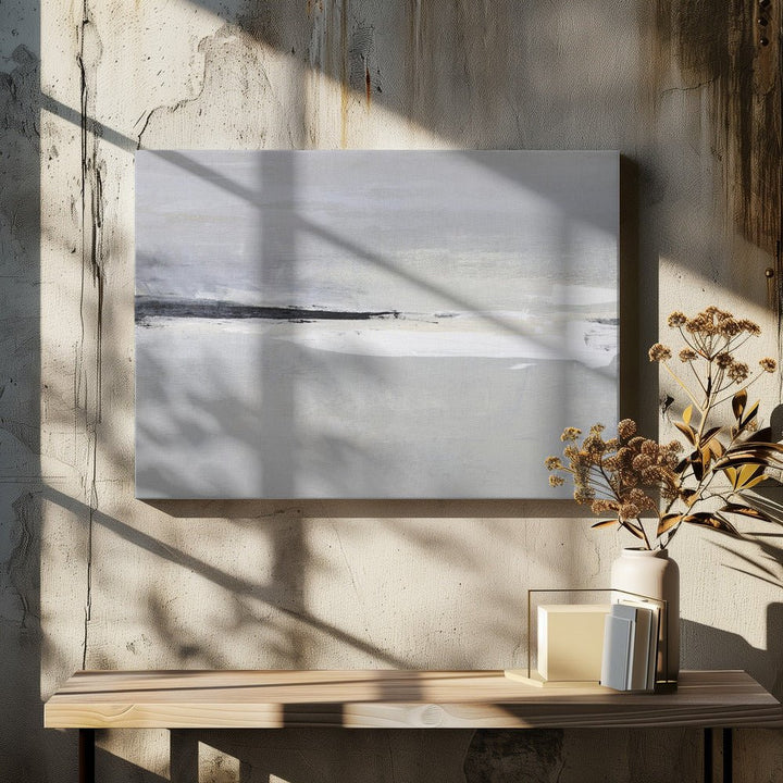 Serene Horizon with Soft Gray and White Tones - Stretched Canvas, Poster or Fine Art Print - I Heart Wall Art - Poster Print, Canvas Print or Framed Art Print
