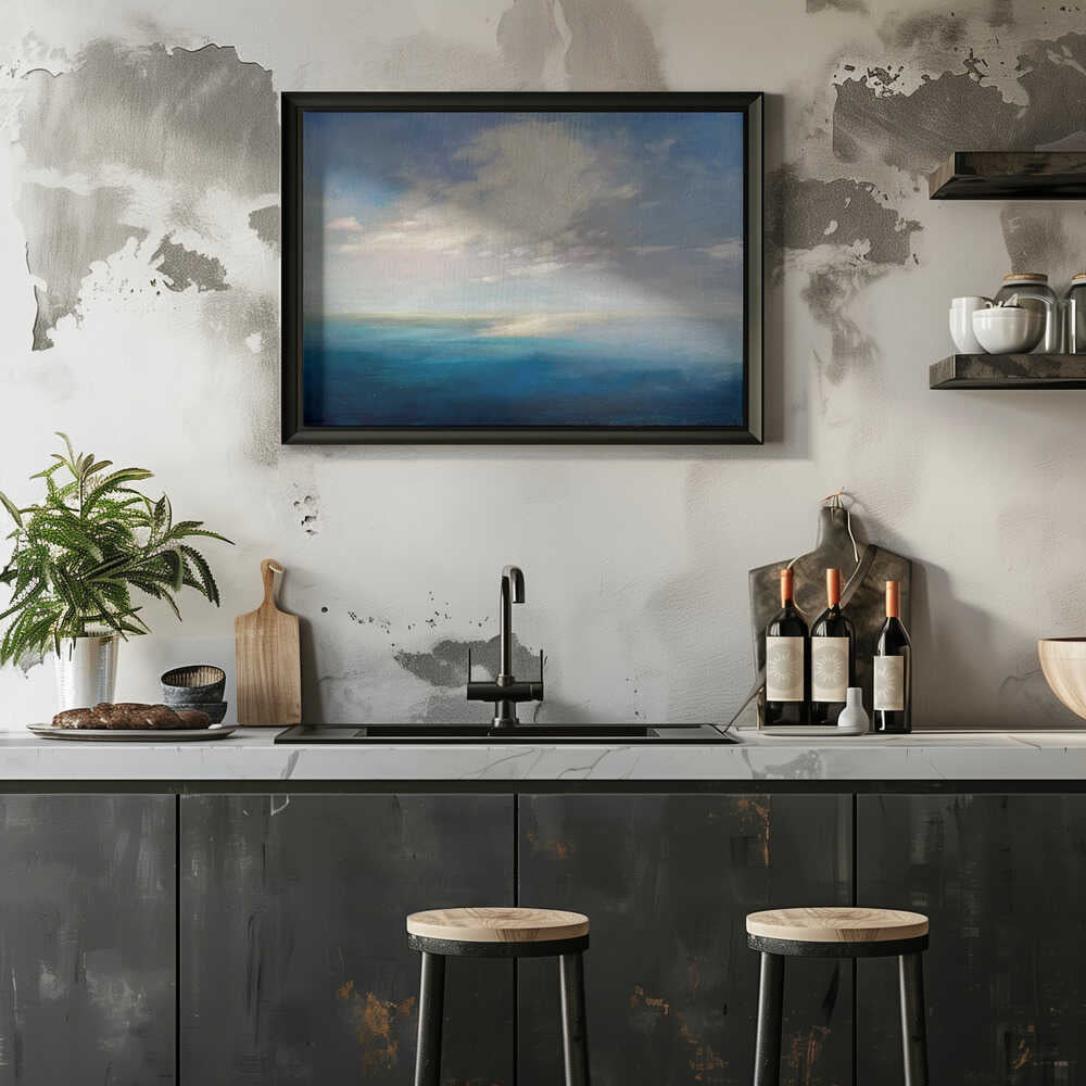 Serene Ocean Horizon - Stretched Canvas Poster or Fine Art Print