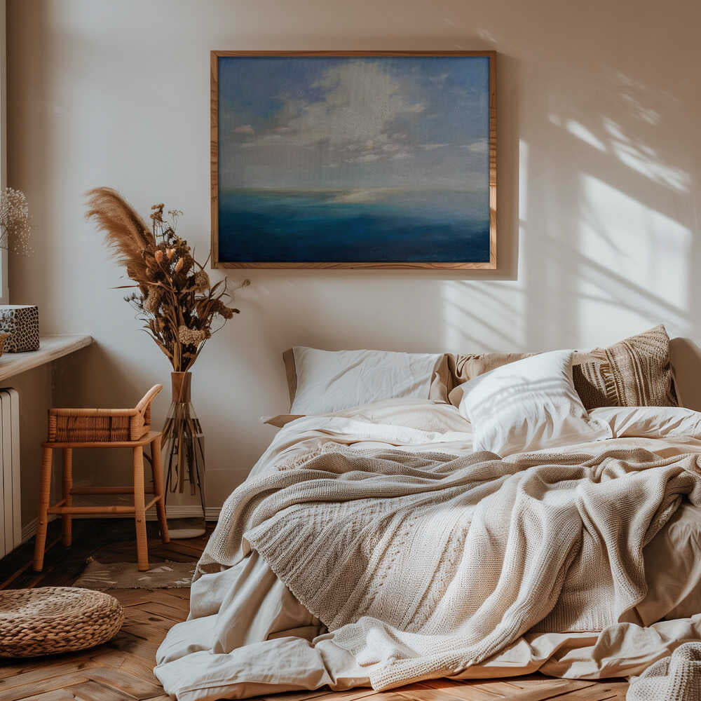 Serene Ocean Horizon - Stretched Canvas Poster or Fine Art Print