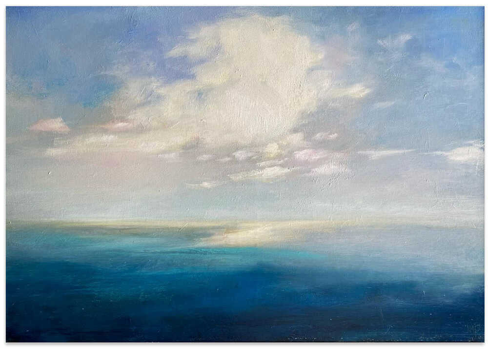 Serene Ocean Horizon - Stretched Canvas Poster or Fine Art Print