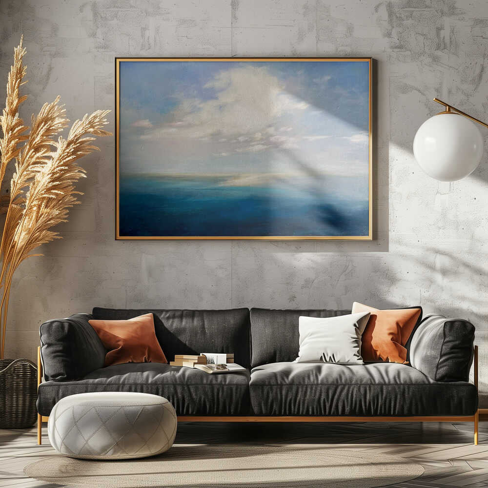 Serene Ocean Horizon - Stretched Canvas Poster or Fine Art Print