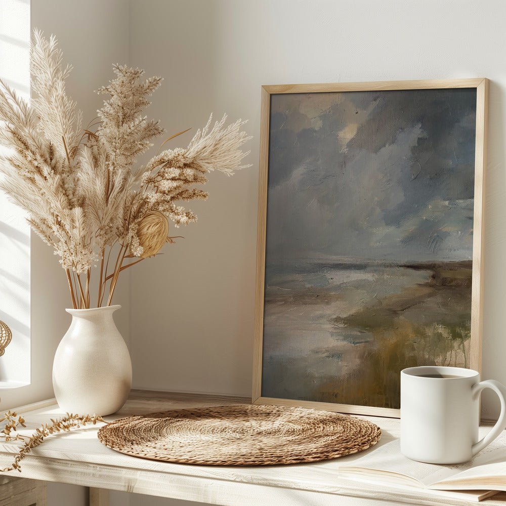 Serene Ocean View Under a Dramatic Sky - Stretched Canvas, Poster or Fine Art Print - I Heart Wall Art - Poster Print, Canvas Print or Framed Art Print