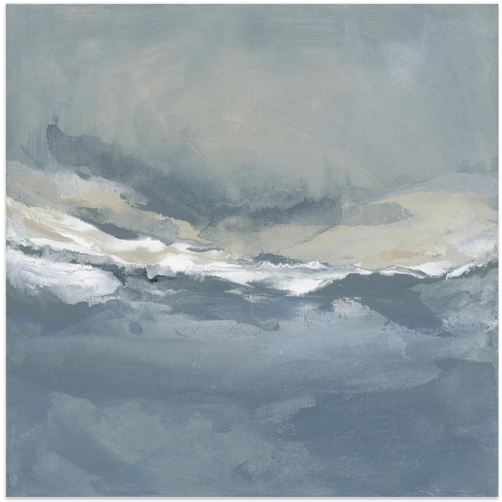 Serene Rolling Waves Beneath a Tranquil Sky - Square Stretched Canvas, Poster or Fine Art Print - I Heart Wall Art - Poster Print, Canvas Print or Framed Art Print