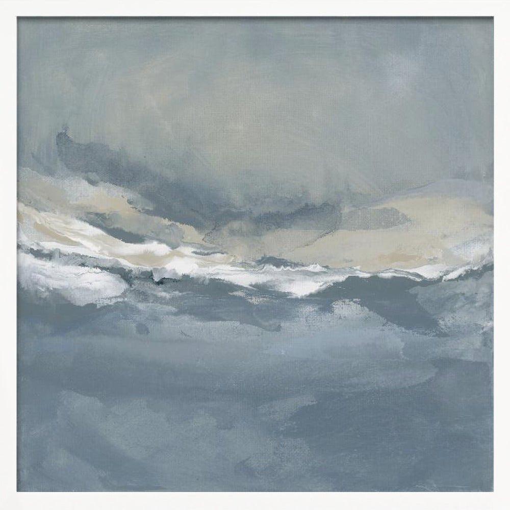 Serene Rolling Waves Beneath a Tranquil Sky - Square Stretched Canvas, Poster or Fine Art Print - I Heart Wall Art - Poster Print, Canvas Print or Framed Art Print