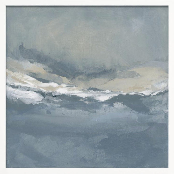 Serene Rolling Waves Beneath a Tranquil Sky - Square Stretched Canvas, Poster or Fine Art Print - I Heart Wall Art - Poster Print, Canvas Print or Framed Art Print