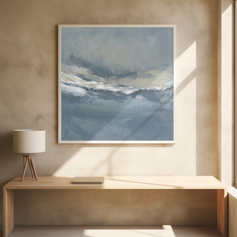 Serene Rolling Waves Beneath a Tranquil Sky - Square Stretched Canvas, Poster or Fine Art Print - I Heart Wall Art - Poster Print, Canvas Print or Framed Art Print