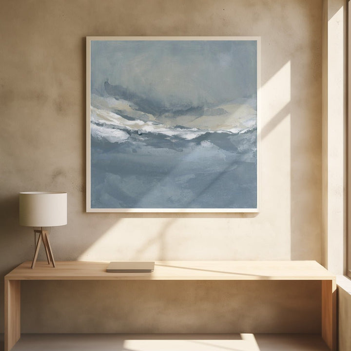 Serene Rolling Waves Beneath a Tranquil Sky - Square Stretched Canvas, Poster or Fine Art Print - I Heart Wall Art - Poster Print, Canvas Print or Framed Art Print