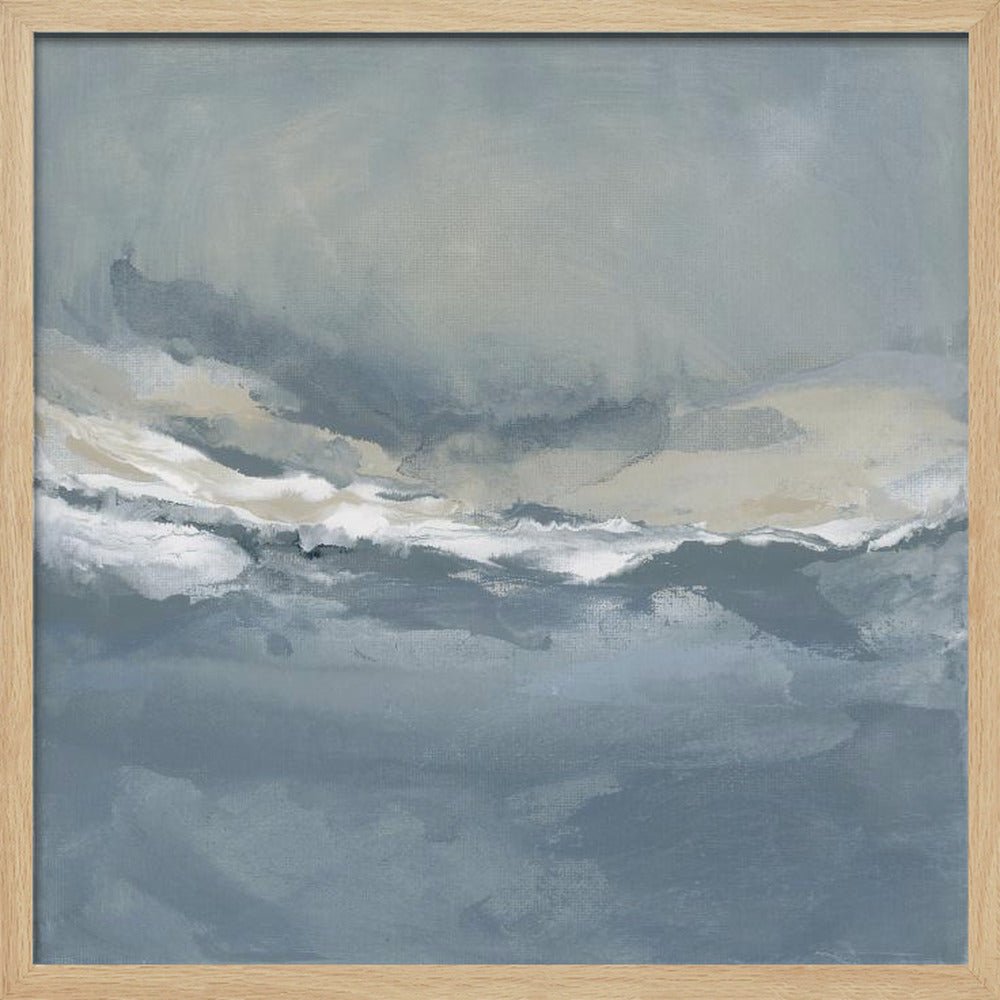 Serene Rolling Waves Beneath a Tranquil Sky - Square Stretched Canvas, Poster or Fine Art Print - I Heart Wall Art - Poster Print, Canvas Print or Framed Art Print