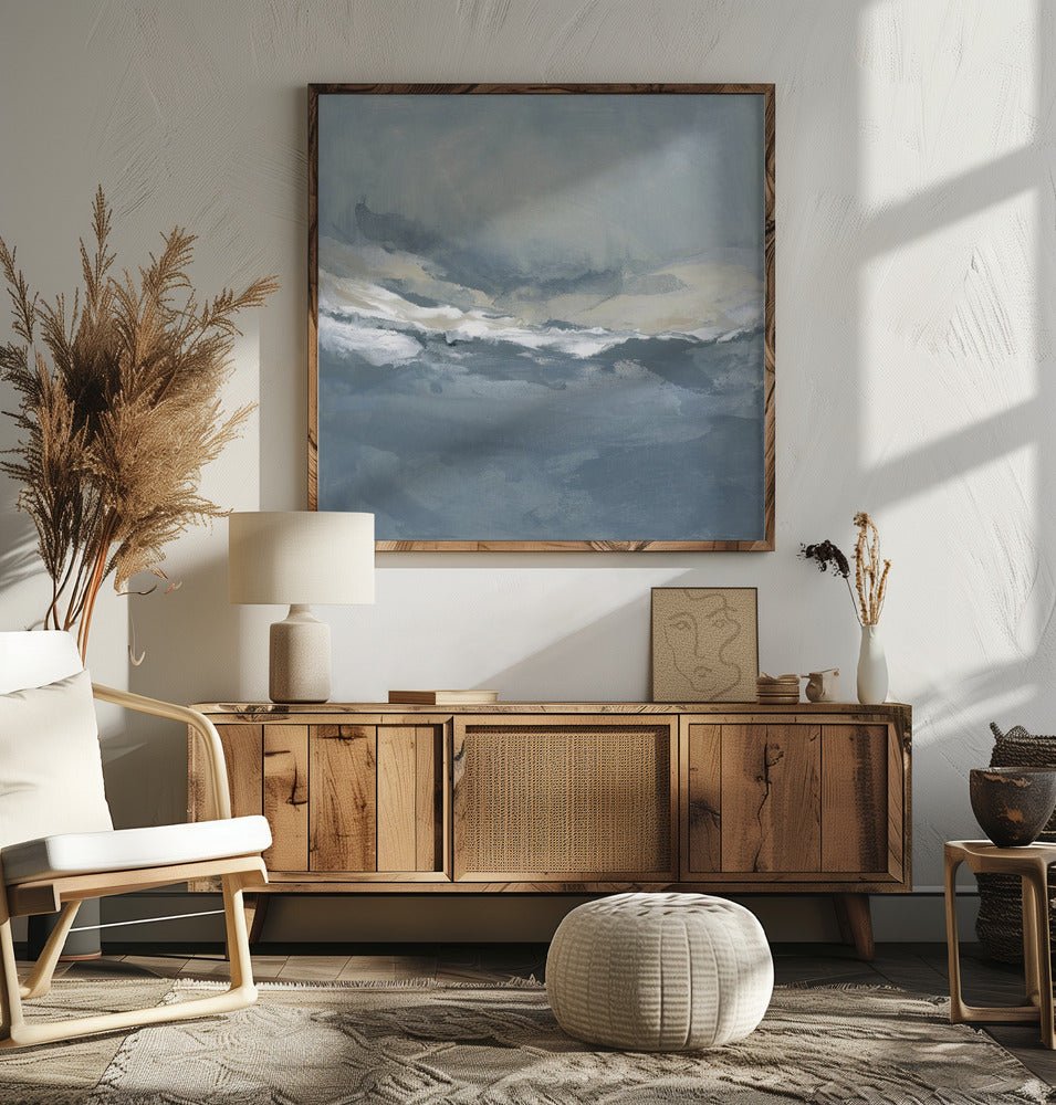 Serene Rolling Waves Beneath a Tranquil Sky - Square Stretched Canvas, Poster or Fine Art Print - I Heart Wall Art - Poster Print, Canvas Print or Framed Art Print