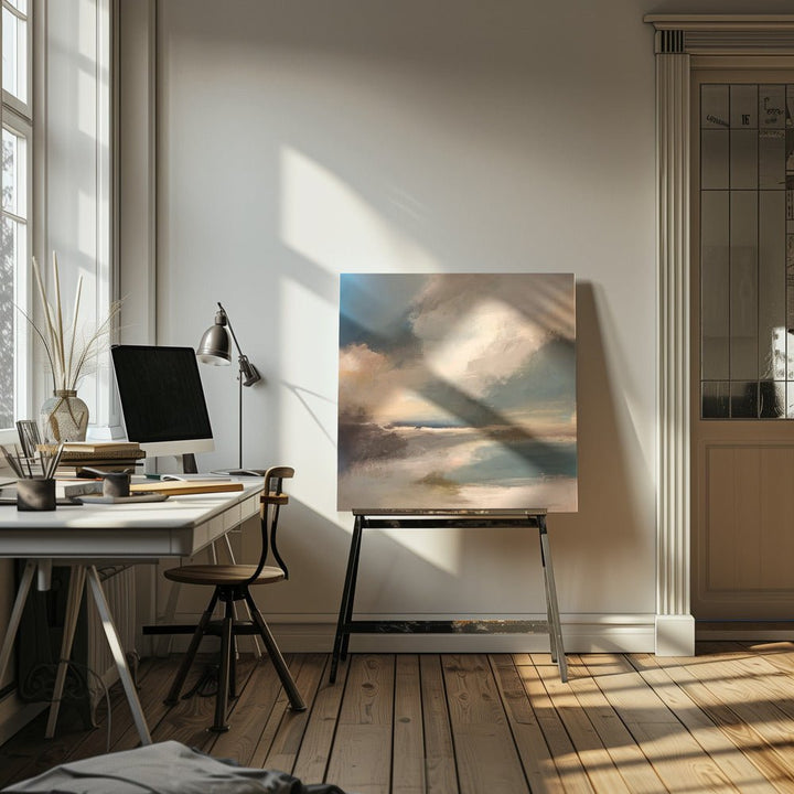 Serene Seascape Under a Dynamic Sky - Square Stretched Canvas, Poster or Fine Art Print - I Heart Wall Art - Poster Print, Canvas Print or Framed Art Print