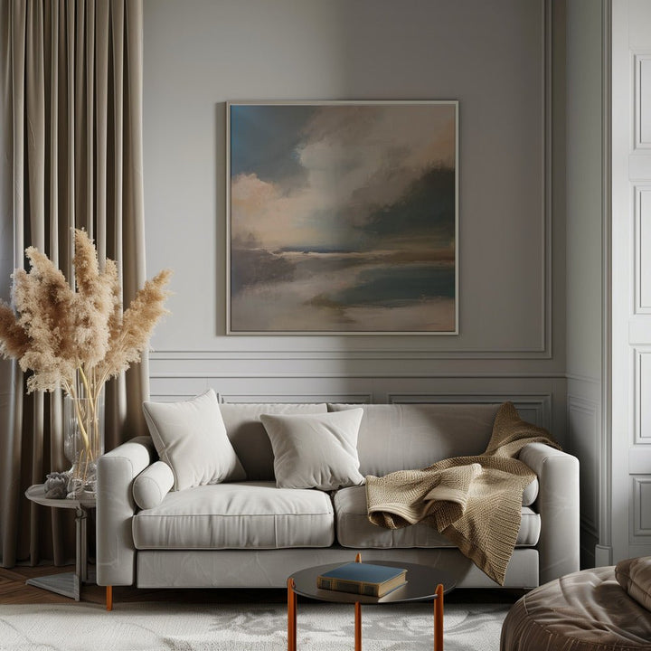 Serene Seascape Under a Dynamic Sky - Square Stretched Canvas, Poster or Fine Art Print - I Heart Wall Art - Poster Print, Canvas Print or Framed Art Print