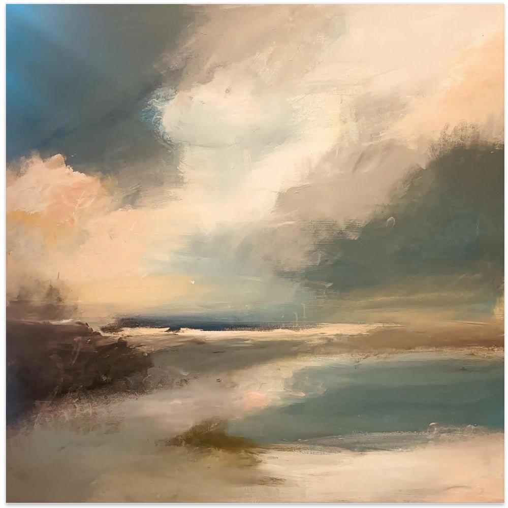 Serene Seascape Under a Dynamic Sky - Square Stretched Canvas, Poster or Fine Art Print - I Heart Wall Art - Poster Print, Canvas Print or Framed Art Print